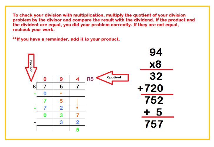 How To Check Division With Multiplication